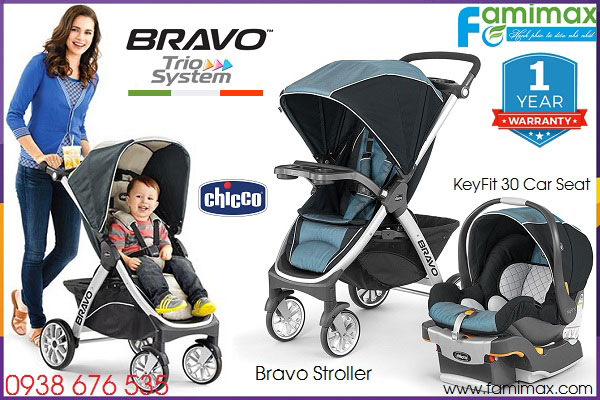 Bộ xe đẩy kèm ghế ngồi ô tô Chicco Bravo Trio