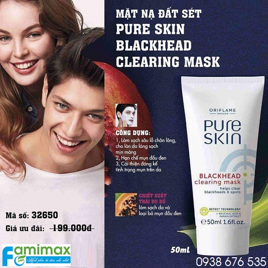 Mặt nạ dưỡng da Oriflame Pure Skin Blackhead Clearing Mask 50ml