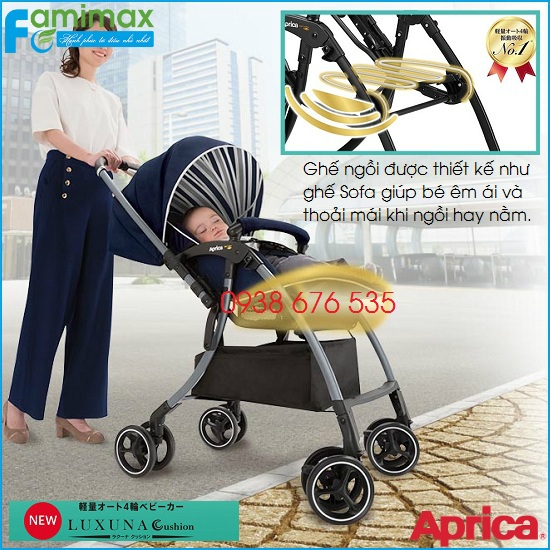 Xe đẩy Aprica Luxuna Sofa Cushion nhập khẩu từ Nhật
