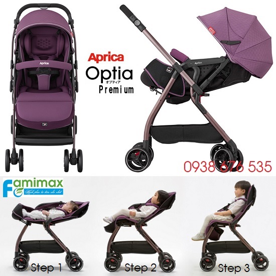 Xe đẩy Aprica Optia Premium gắn được địu em bé