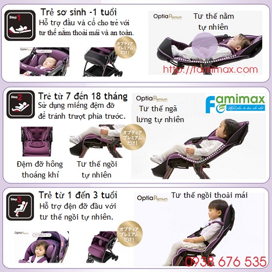Xe đẩy em bé Aprica Optia Premium gắn được địu em bé