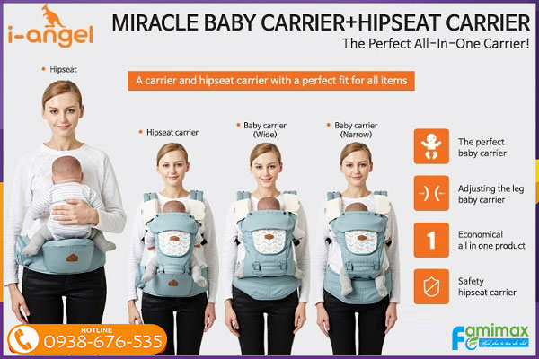 Địu ngồi cho bé I-Angel Miracle Hipseat & Carrier