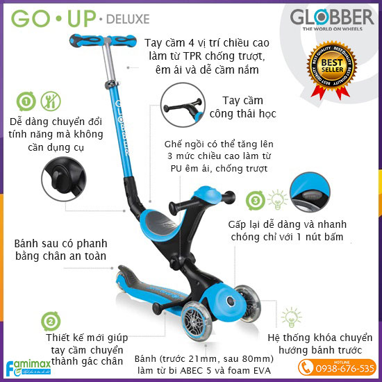 Xe scooter 3 bánh Globber Go Up Deluxe