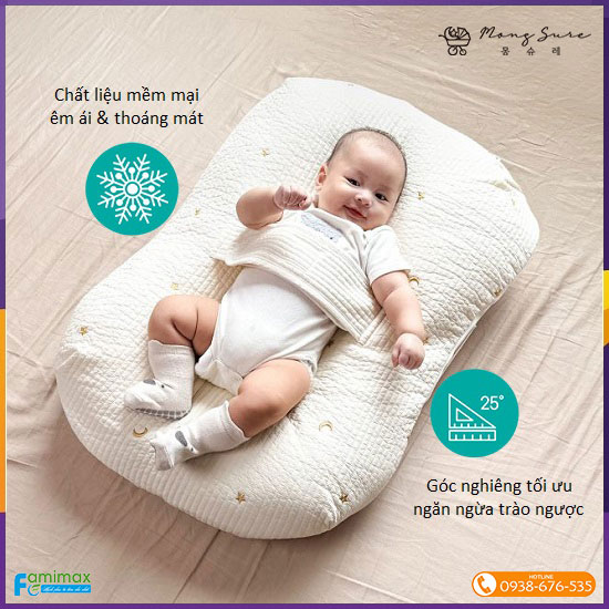 Đệm chống trào ngược cho trẻ sơ sinh Mongsure