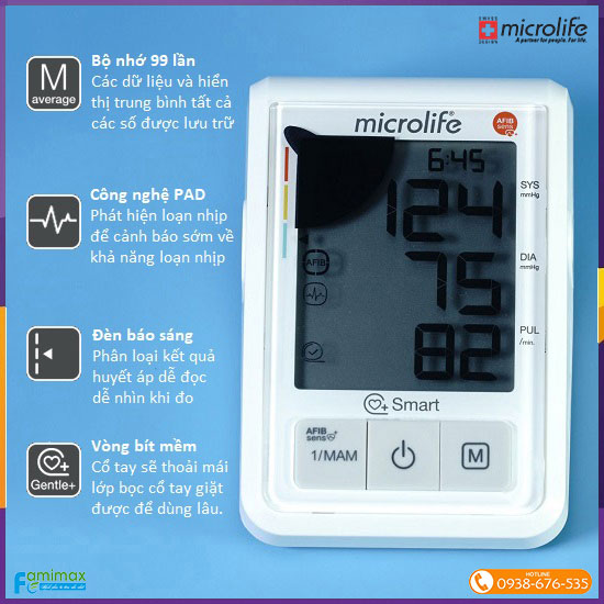 Máy đo huyết áp Microlife B3 AFib Advanced