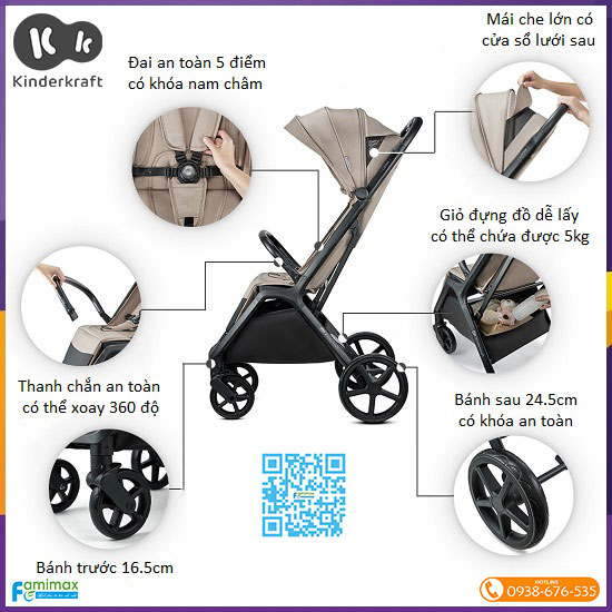 Xe đẩy gấp gọn Kinderkraft Loom
