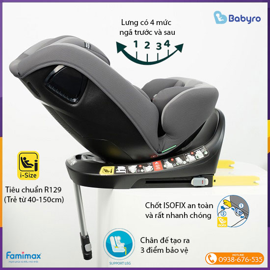 Ghế ngồi ô tô xoay 360 Babyro i-Spinsafe Pro