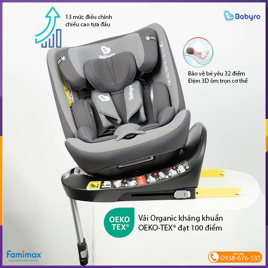 Ghế ngồi ô tô xoay 360 Babyro i-Spinsafe Pro