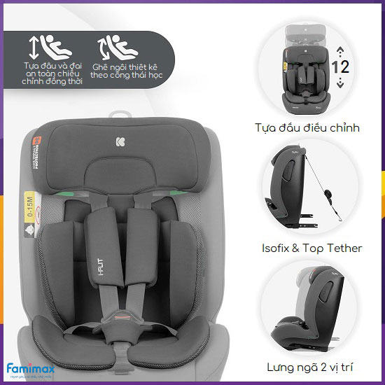 Ghế ngồi ô tô cho bé 1 tuổi KikkaBoo i-Flit