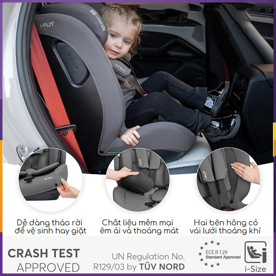 Ghế ngồi ô tô cho bé 1 tuổi KikkaBoo i-Flit
