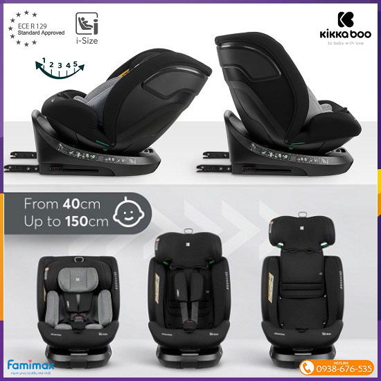 Ghế ngồi ô tô xoay 360 KikkaBoo i-Orbit i-Size