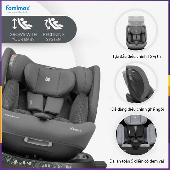 Ghế ngồi ô tô xoay 360 KikkaBoo i-Orbit i-Size