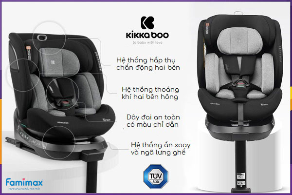 Ghế ngồi ô tô xoay 360 KikkaBoo i-Orbit i-Size