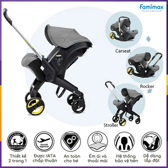 Ghế ngồi ô tô kết hợp xe đẩy Babyro