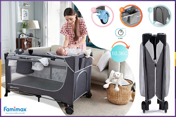 Nôi cũi gấp gọn Kinderkraft Leody