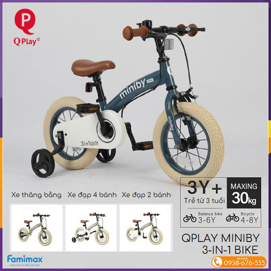 Xe đạp trẻ em 2-3 tuổi Qplay Miniby 3-in-1