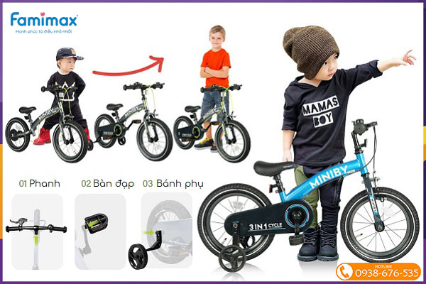 Xe đạp trẻ em 3-5 tuổi Qplay Miniby 3-in-1