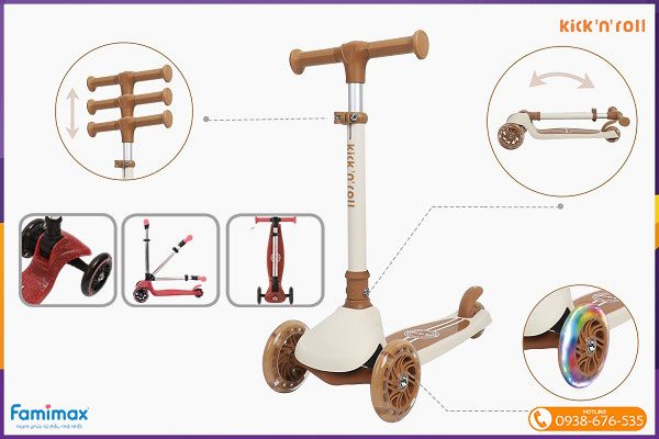 Xe scooter 3 bánh phát sáng Kick'n'roll K4