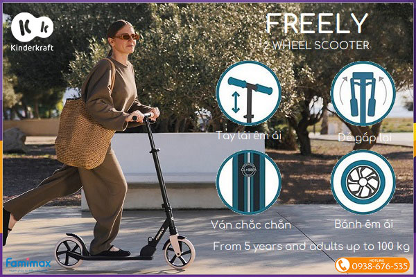 Xe scooter gấp gọn Kinderkraft Freely