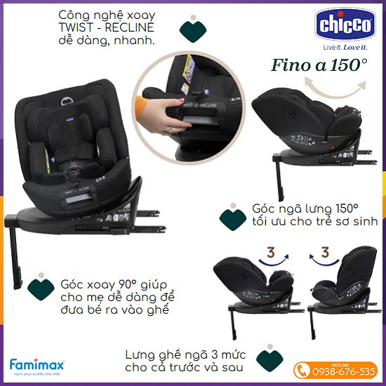 Ghế ngồi ô tô xoay 360 Chicco Everone