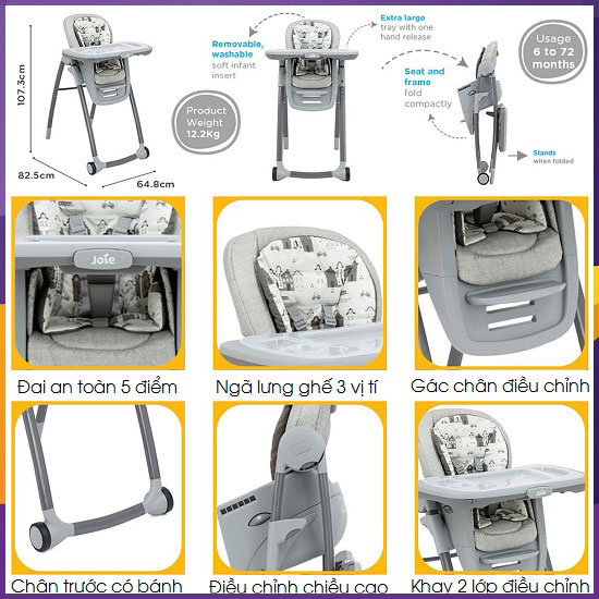 Ghế ăn dặm Joie 6 in 1 Multiply