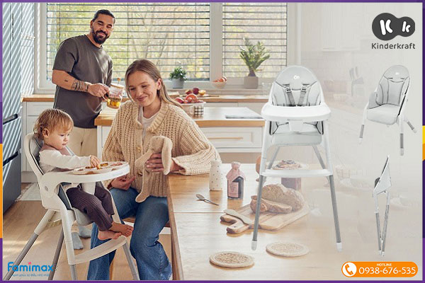 Ghế ăn dặm 2in1 Kinderkraft Dinnly