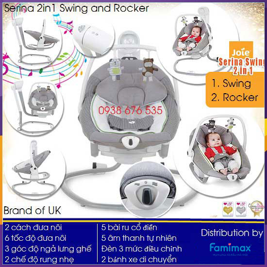 Nôi đưa tự động Joie Serina 2in1