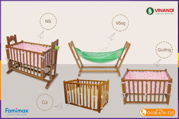 Nôi gỗ tự động cho bé 4 trong 1 VINANOI