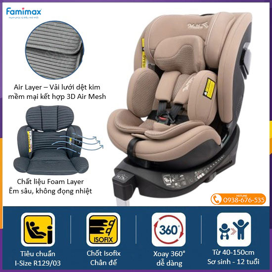 Ghế ngồi ô tô MalibuAir Luna 360° I-Size