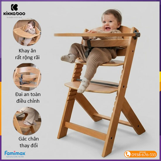 Ghế ăn dặm Kikkaboo Nordy Wood