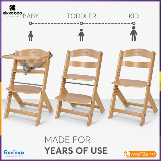 Ghế ăn dặm Kikkaboo Nordy Wood
