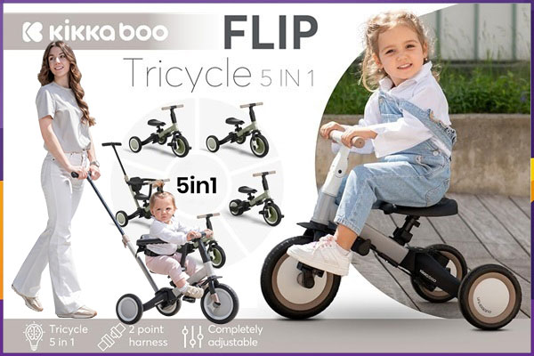 Xe đạp 3 bánh có tay đẩy KikkaBoo Flip 5-in-1