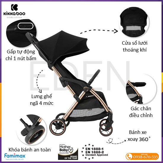 Xe đẩy gấp gọn Kikkaboo Eden