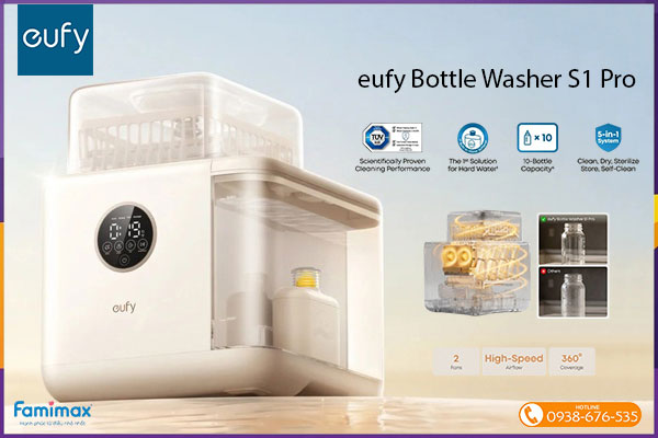 Máy rửa bình sữa tiệt trùng sấy khô eufy S1 Pro