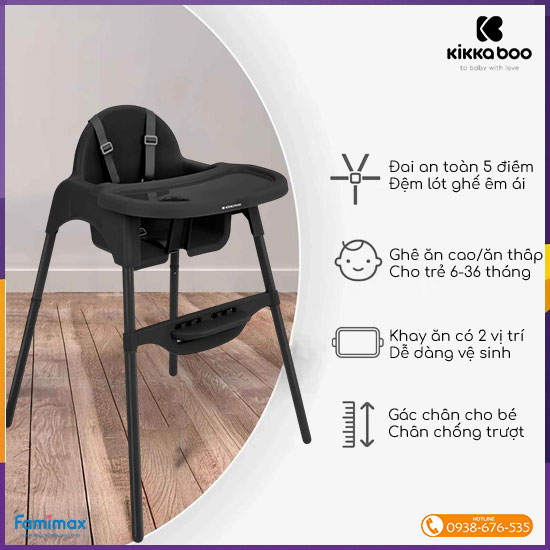 Ghế ăn dặm KikkaBoo Jammy 2-in-1