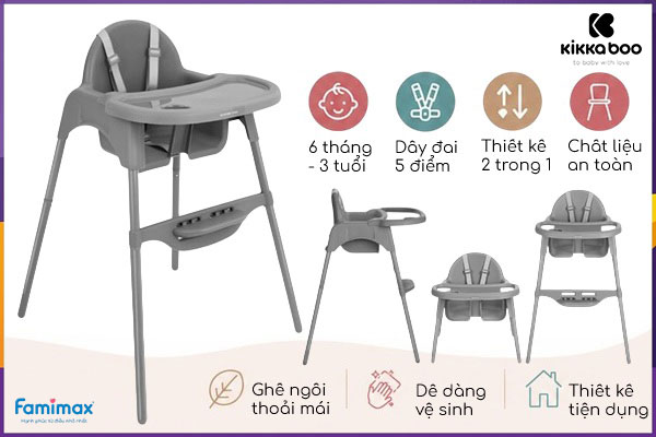 Ghế ăn dặm KikkaBoo Jammy 2-in-1