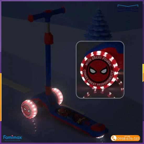 Xe scooter 3 bánh gấp gọn Mesuca spider-Man 