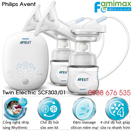 Máy hút sữa Philips Avent Twin Electric SCF 303/01 mẫu 2017