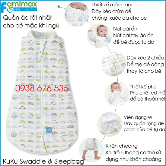 Kén ủ sơ sinh và túi ngủ cho bé KuKu KU2526