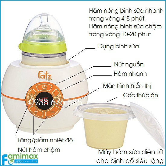 Máy hâm sữa cho bình cổ siêu rộng Fatzbaby FB3028SL