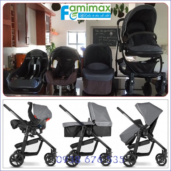 Xe đẩy Graco Evo Trio Travel System kèm nôi xách và ghế ngồi ô tô