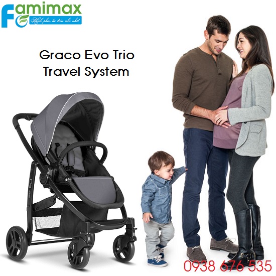 Xe đẩy Graco Evo Trio Travel System kèm nôi xách sơ sinh