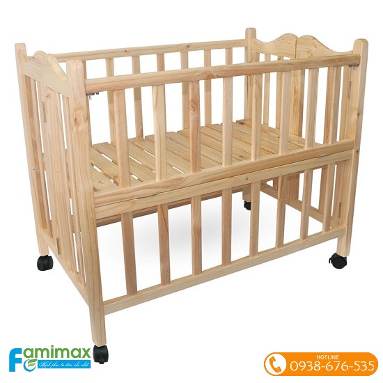 Giường cũi cho bé bằng gỗ VINANOI VNC122
